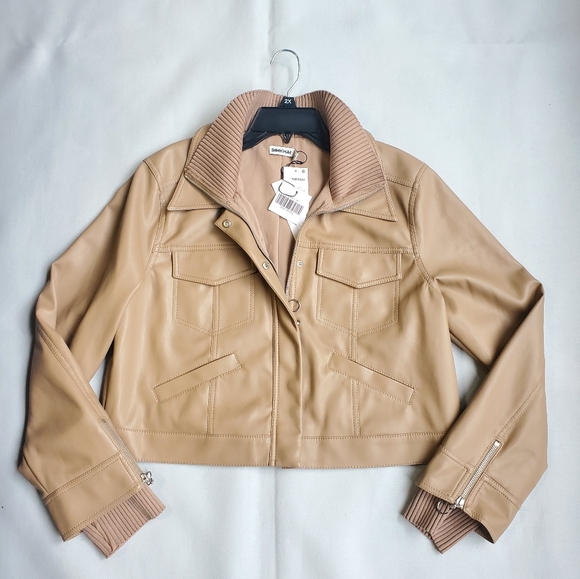 NWT$495 SIMKHAI Becka Boxy Zip-front Vegan Faux Leather Jacket Sz Large - Picture 6 of 15